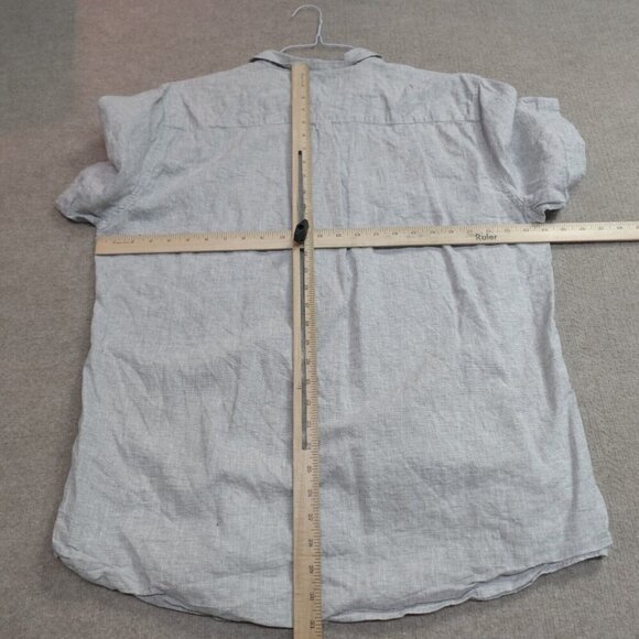 ExOfficio Shirt Large Gray Tab Sleeves Snap Front Insect Shield Vented Nylon - Picture 12 of 14